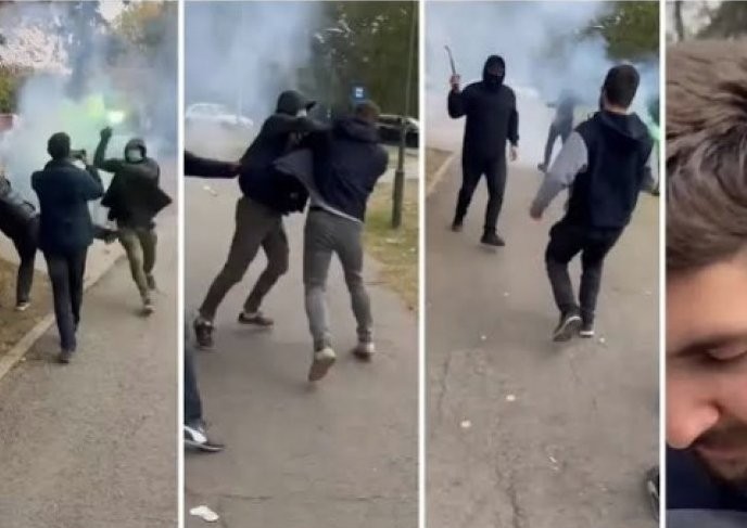 Incident i rëndë në Pançevë: Persona të maskuar sulmojnë me shkopinj dhe mjete piroteknike pranë një qendre votimi