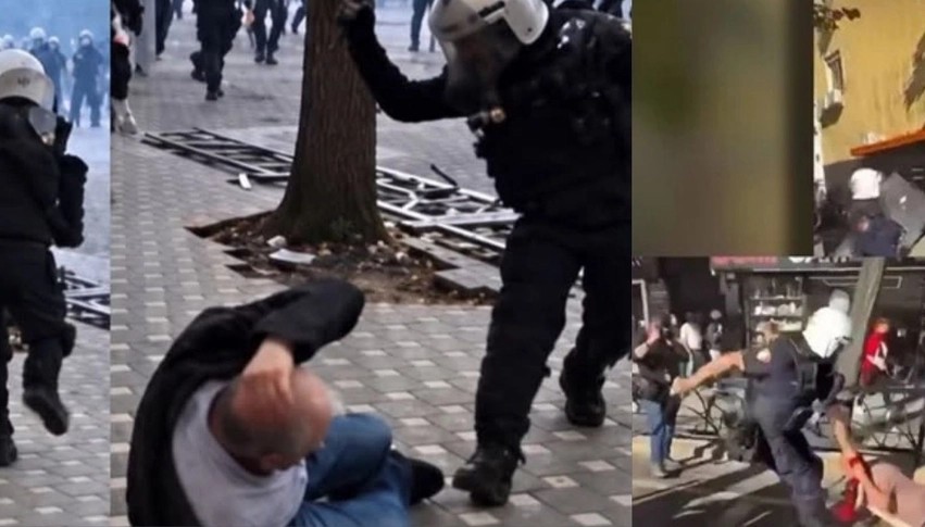 Pamje tronditëse në Tiranë: Policia ushtron dhunë ndaj të moshuarit të shtrirë përtokë