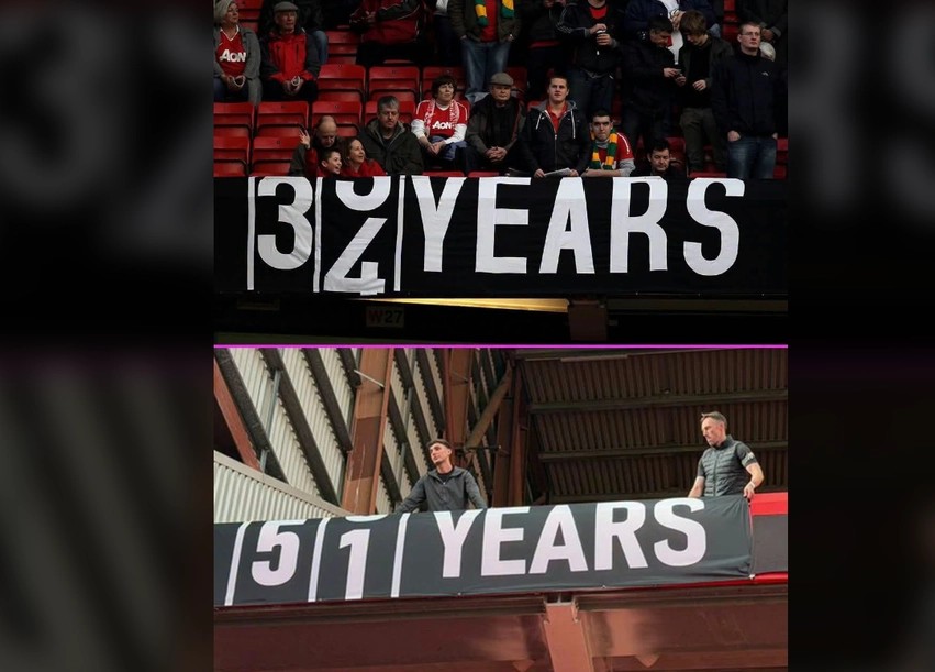 Manchester United thumbon ashpër rivalët e qytetit: Rikthehet baneri legjendar në ‘Stretford End’