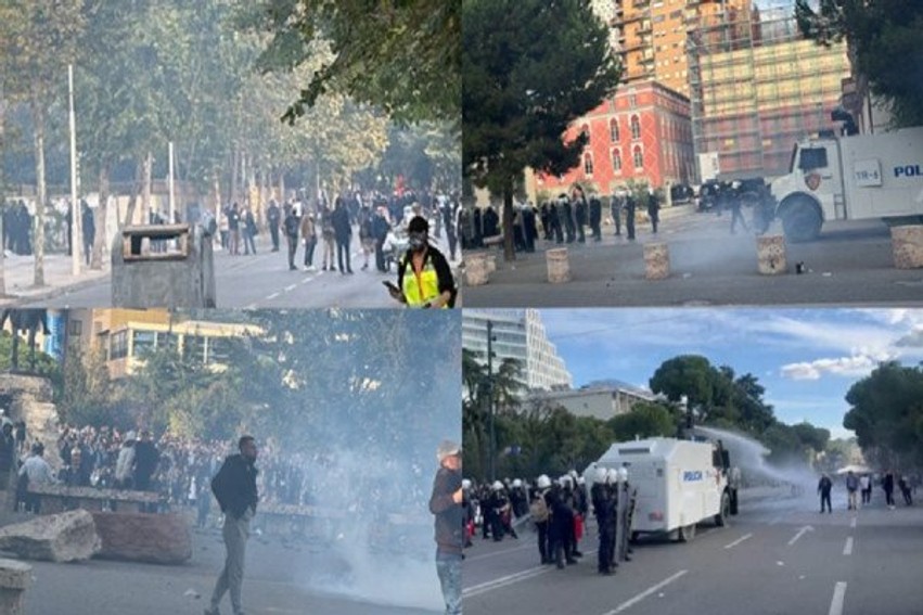 Tensione të larta dhe përleshje fizike në sheshin “Skënderbej”, dhjetëra të lënduar nga protestat në Tiranë