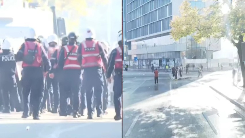 Tensionet arrijnë kulmin te Ministria e Arsimit: Policia ndërhyn me gaz lotsjellës dhe plumba gome, protestuesit kundërpërgjigjen me fishekzjarre