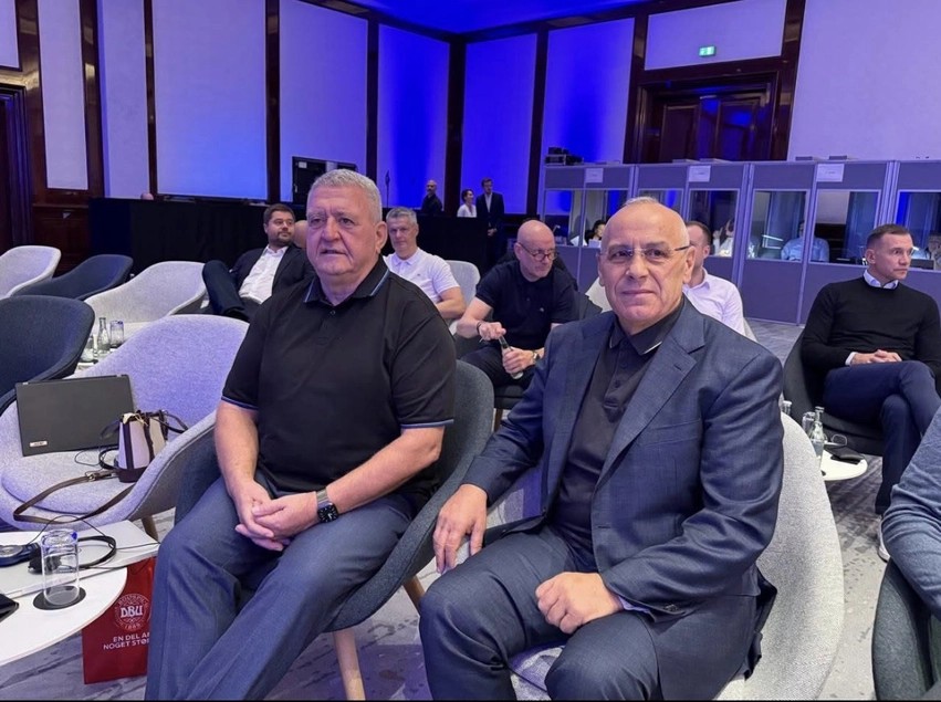 Krerët e futbollit shqiptar, Duka dhe Ademi, marrin pjesë në samitin e UEFA-s në Berlin