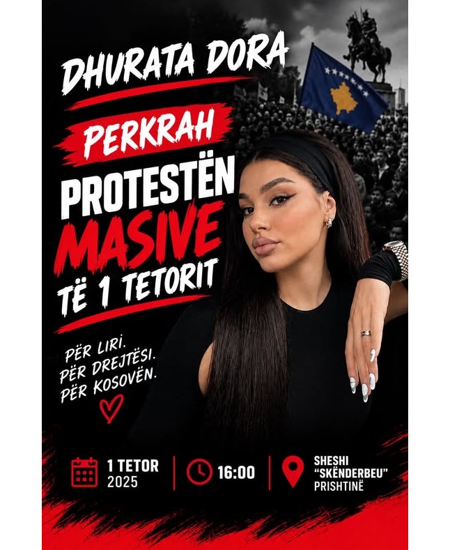 Këngëtarja Dhurata Dora bashkohet me thirrjen për protestën “JO NË EMRIN TIM”